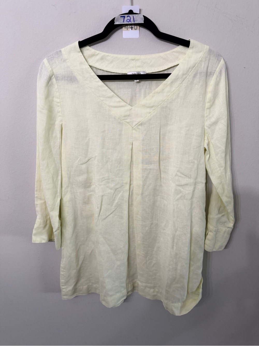 Women’s Tyler Boe Ivory Linen V Neck Tunic Blouse Size Small